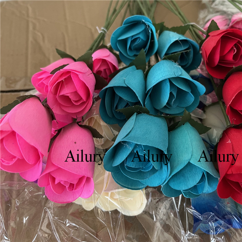 The Florist Supply Shop - 96Pcs 3.5Cm Artifical Flower Wooden Rose