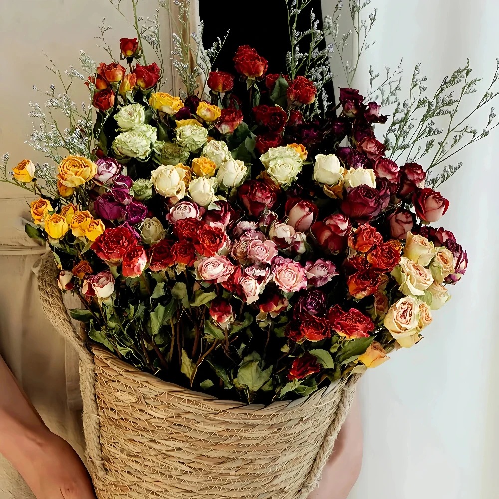 Dried Flower Bunch - A Lot Small Rose, Decorative Natural