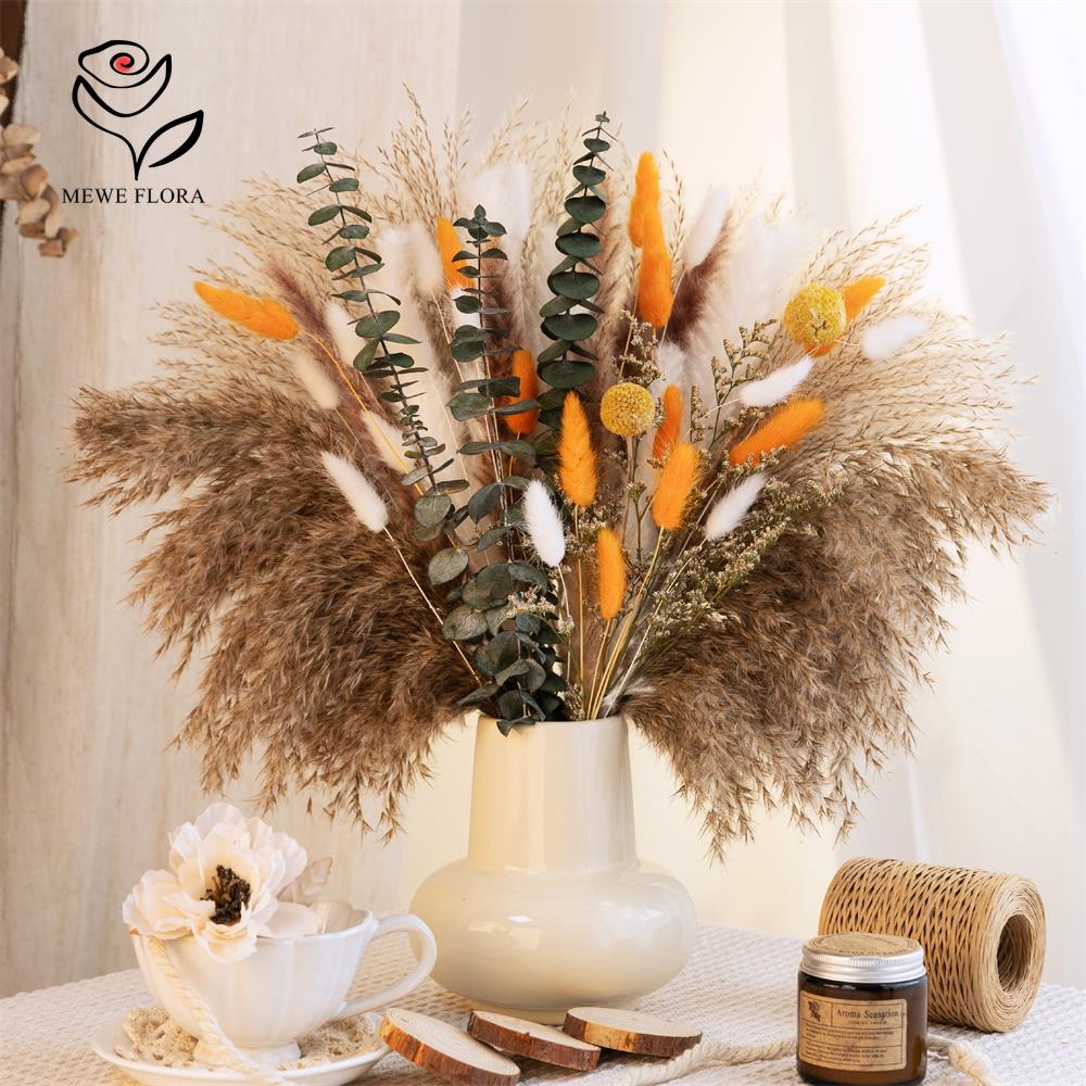 65Pcs Orange Pampas Grass Bouq - Dried Flower Bunch review and price