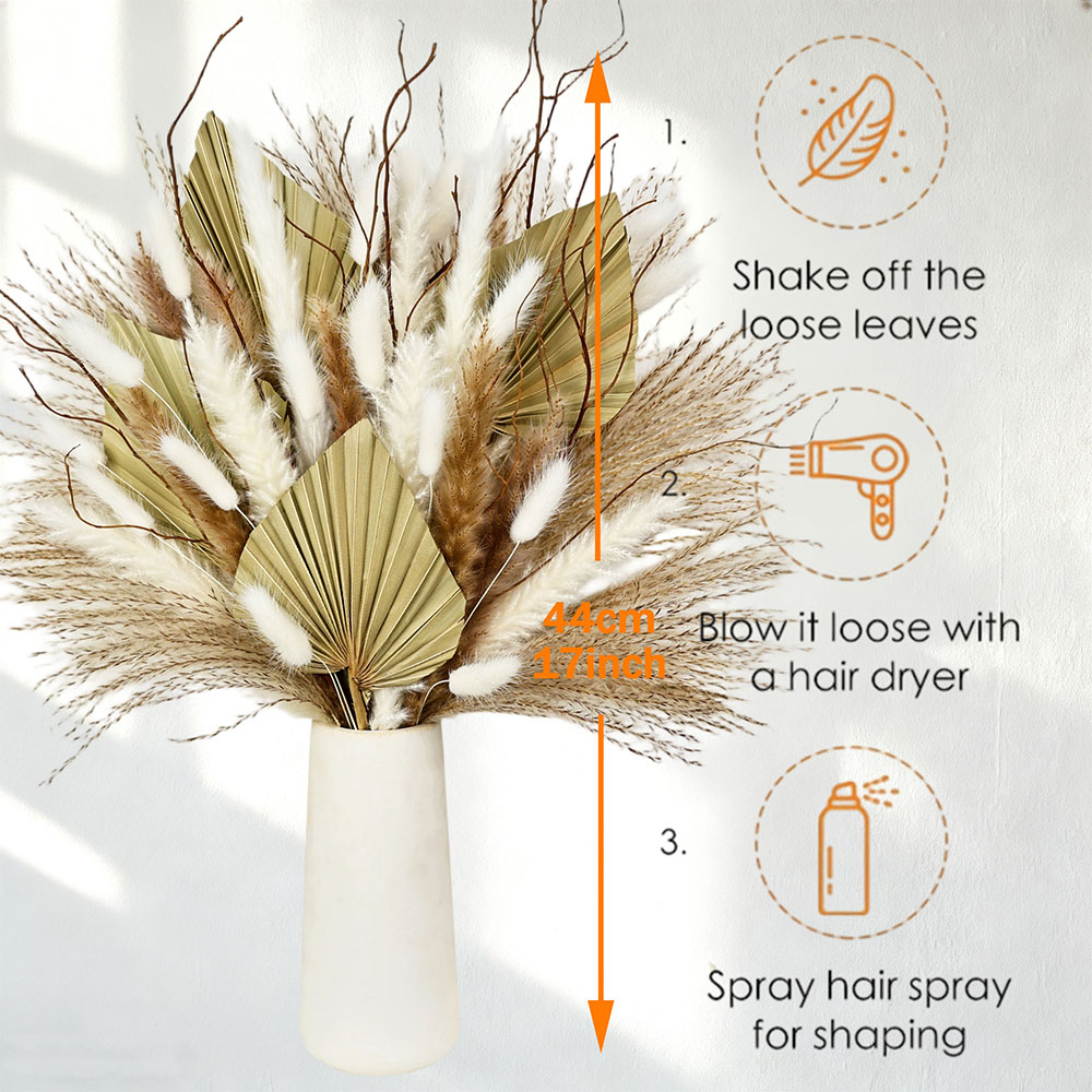 Natural Dried Palm Leaves Bouq - Dried Flower Bunch review and price